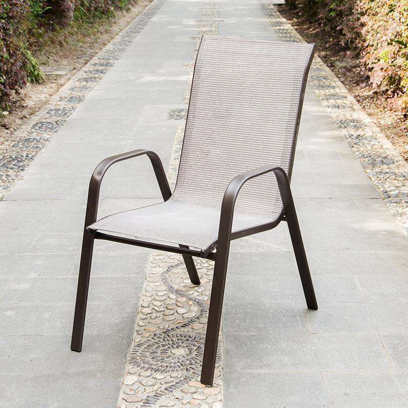 Outdoor Leisure High Back Stackable Chair Wrought Iron Single Chair Mesh Sillas Patio Balcony Coffee Shop Chair