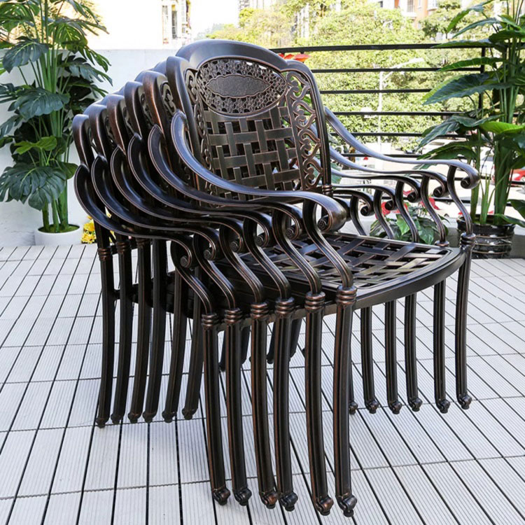 Patio Furniture Dining Set, All-Weather Cast Aluminum Outdoor Conversation Set, Include 4 Cushioned Chairs and 1 Round Table