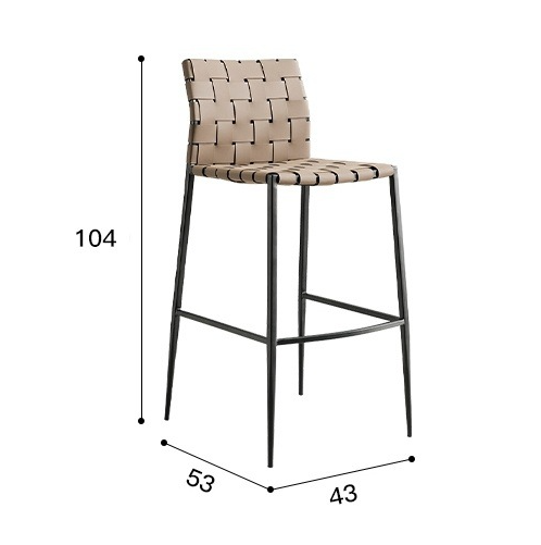 Hot Sale Modern Nordic Style Home Living Room Saddle Leather Bar Chair High Quality Customized Manufacture Bar Stool