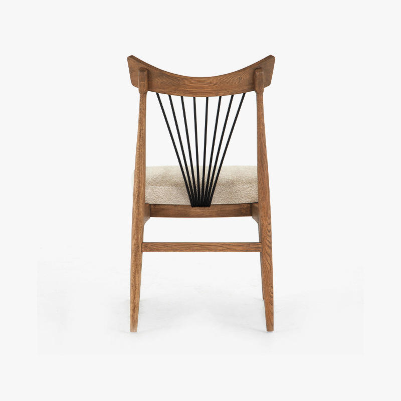 New design Teak Wood Luxury Chair With Iron Back And Fabric Seat For Living Room Furniture Restaurant Hotel Dining Chair