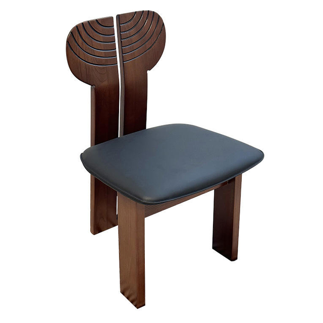 Leisure Restaurant Chair Creative Design Wooden Frame Leather Chair Retro Design Comfort Dining Chair For Bistro Cafe Hotel