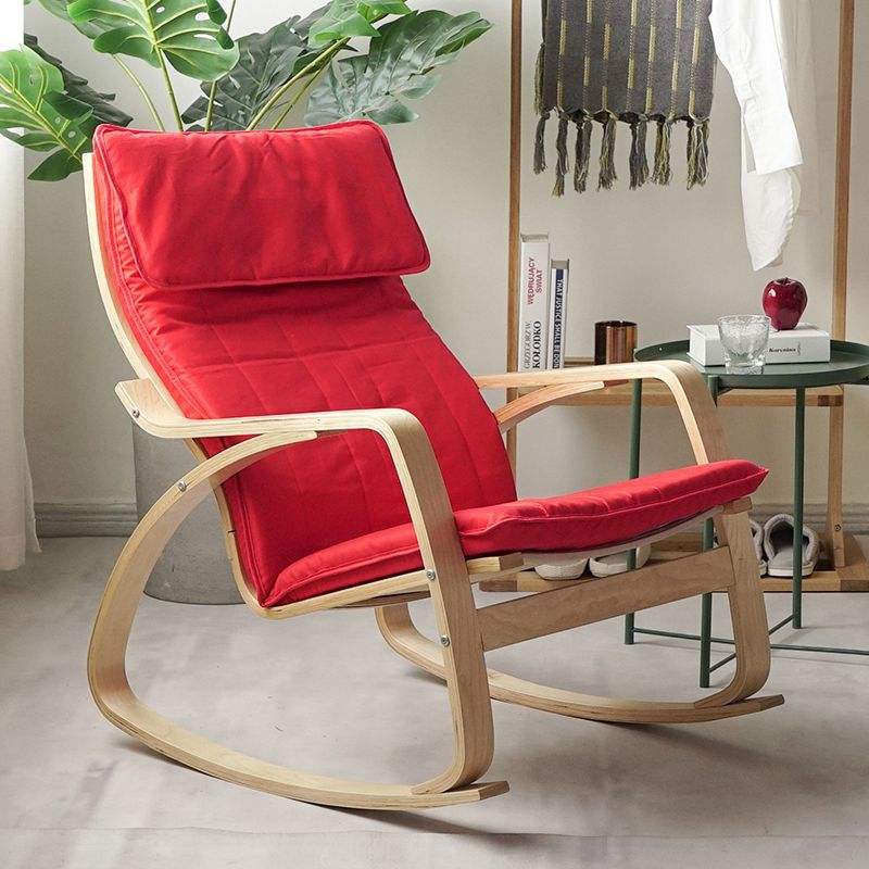 Outdoor Rocking Chair for Outside Patio Porch, Wood rocking chair with cushion for bedroom porch garden