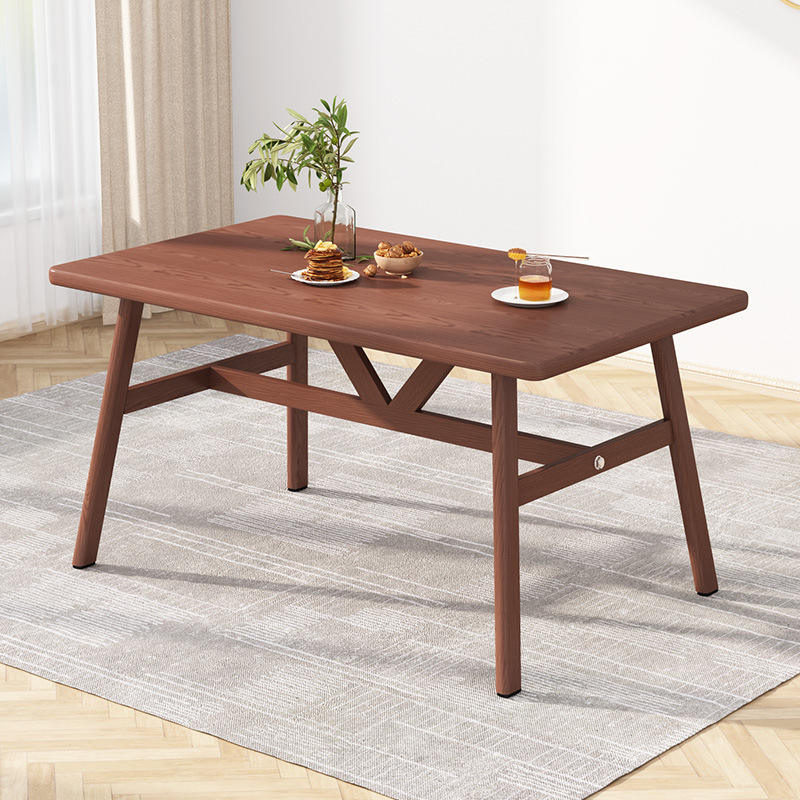 Modern Minimalist Rectangular Dining Table Rental House Light Luxury Dining Table Solid Wood Restaurant Kitchen Dining Table