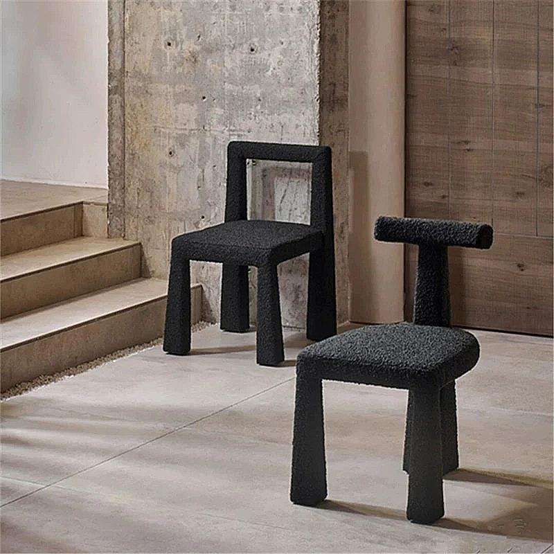 Minimalist modern lamb plush dining table and chairs Household makeup stools and chairs Creative dining chairs