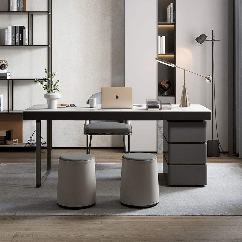 Black Home Office Desk and Chair Design luxury stone top Work Desk Modern Office Table Furniture