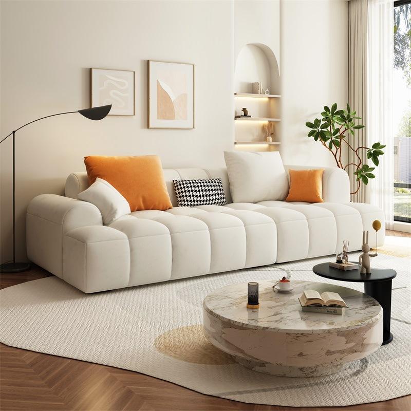 Italian Light Luxury Lamb Velvet Sofa Living Room Furniture Simple Fabric Sofa Cream Style Color Mosaic Module Cloud Sofa