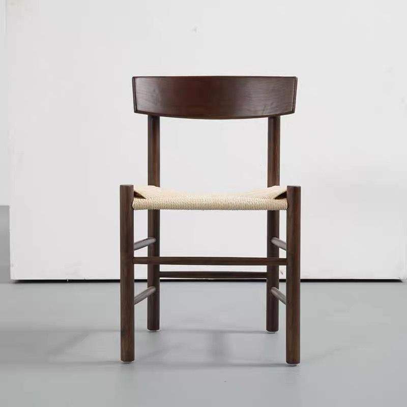 solid wood frame dining chair classic design armrest woven rope seat dining chair restaurant wooden chair