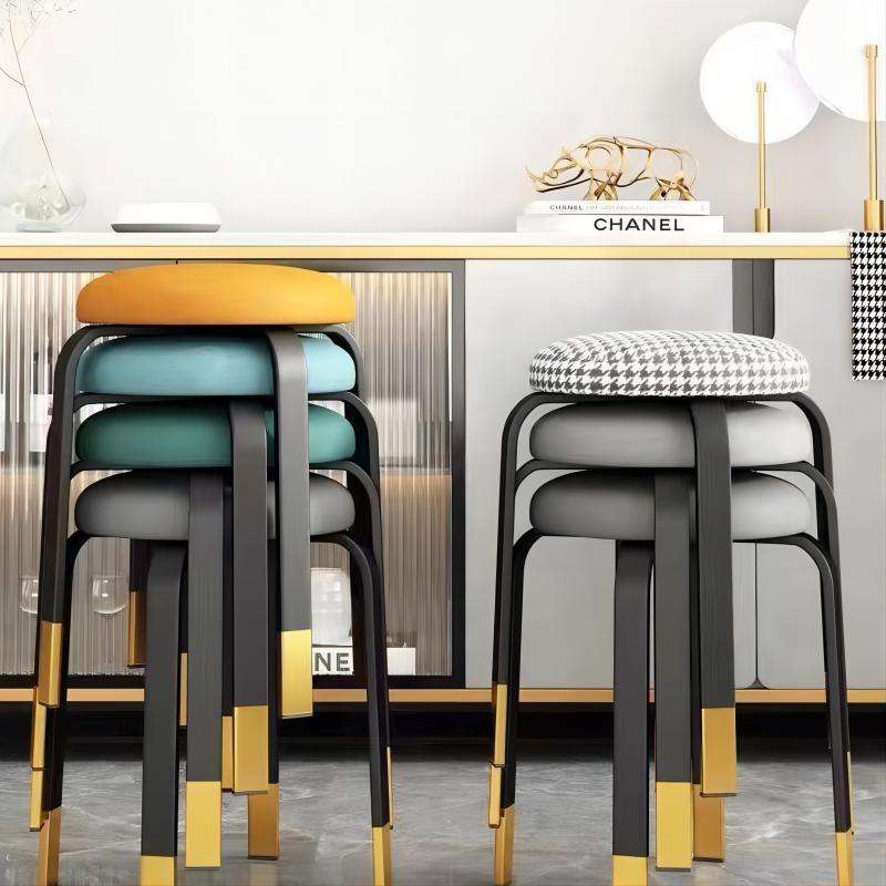 Round Stool Soft Cushions Dining Chair Living Room Sponge Stool Sillas Wholesale Stacked Leisure Chairs