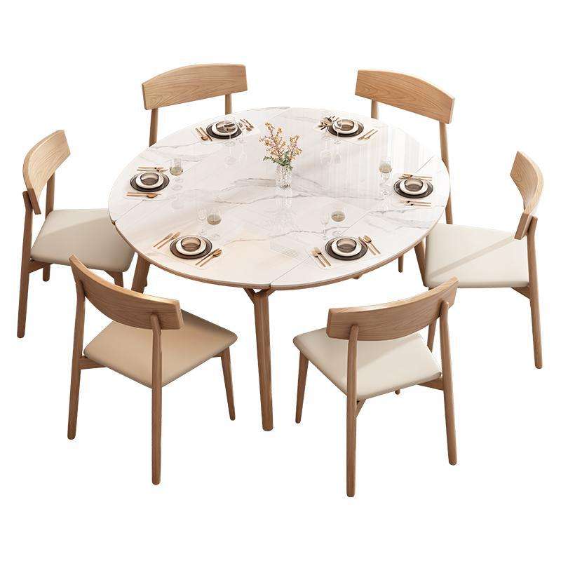 Solid Wood Rock Plate Dining Table Small Apartment Telescopic Multi-functional Home Nordic Restaurant Dining Table mesas