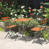 Dining Outdoor Commercial Furniture Foldable Table And Chair Set Metal Frame Wood Chair Garden Sillas Courtyard Mesas