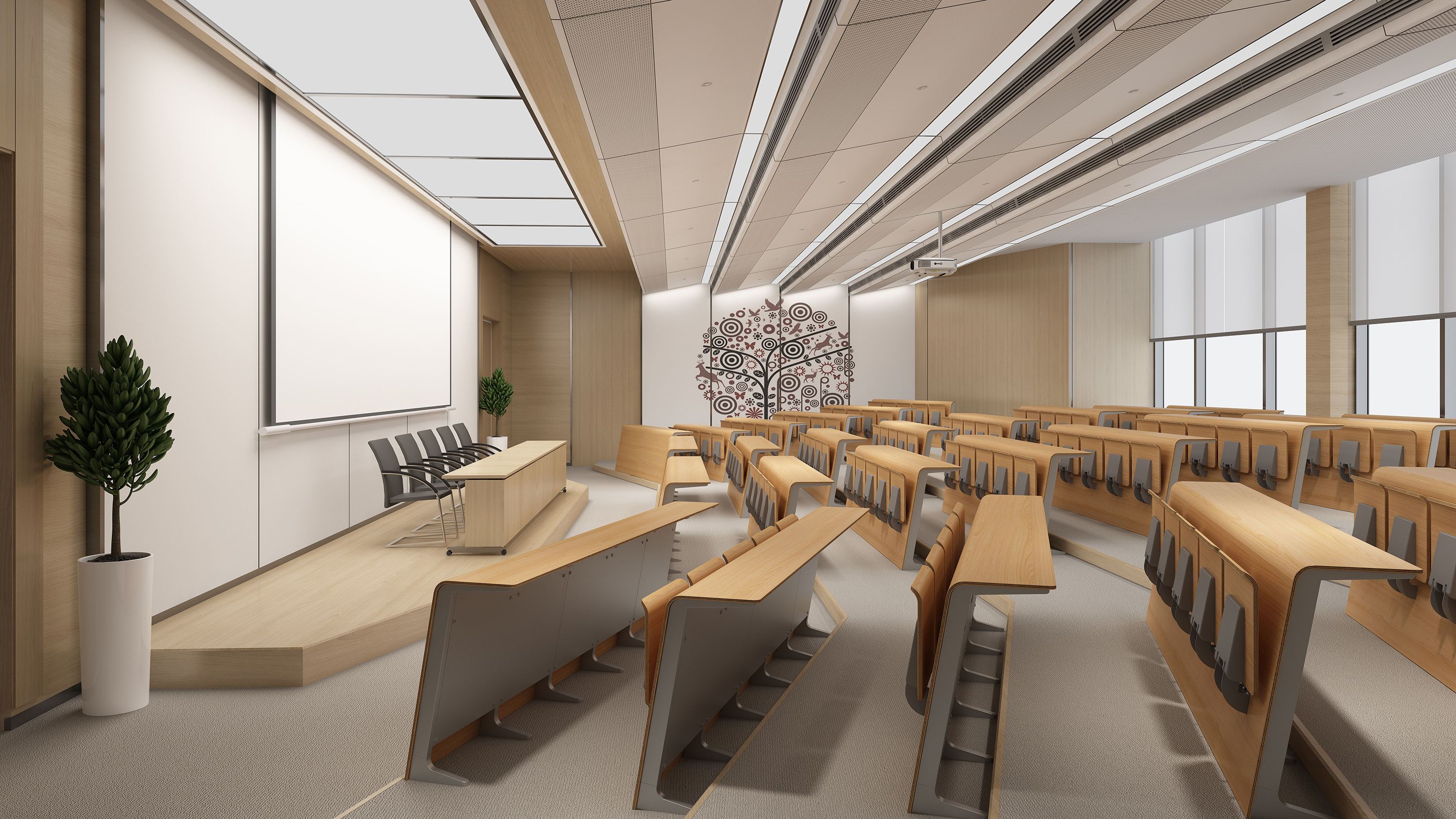 Luxury high quality auditorium school furniture student chair and desk classroom for university sets