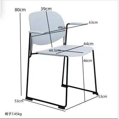 PP Material School Chairs Office Meeting Chair With Armrest Stackable Training Chairs Sillas