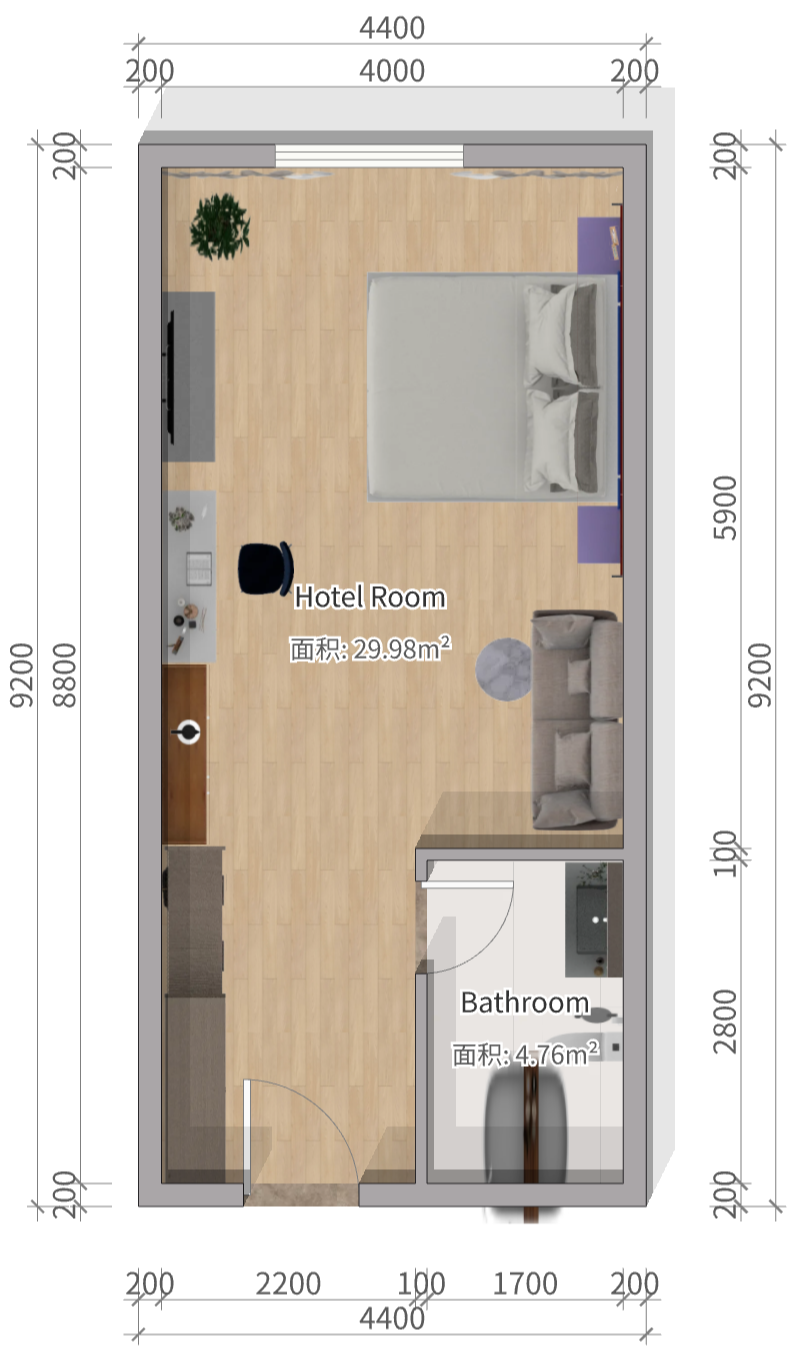 Customized hotel furniture for standard king-size bed rooms for DYSDKR003