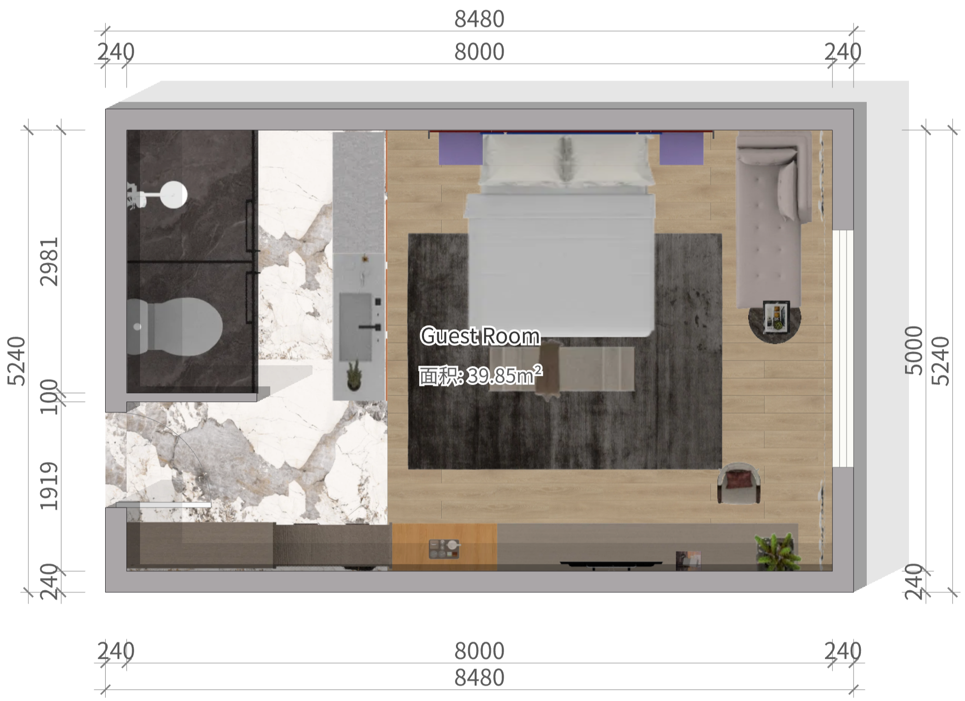 Hotel furniture customization for luxury king-size bed rooms for DYDKR002