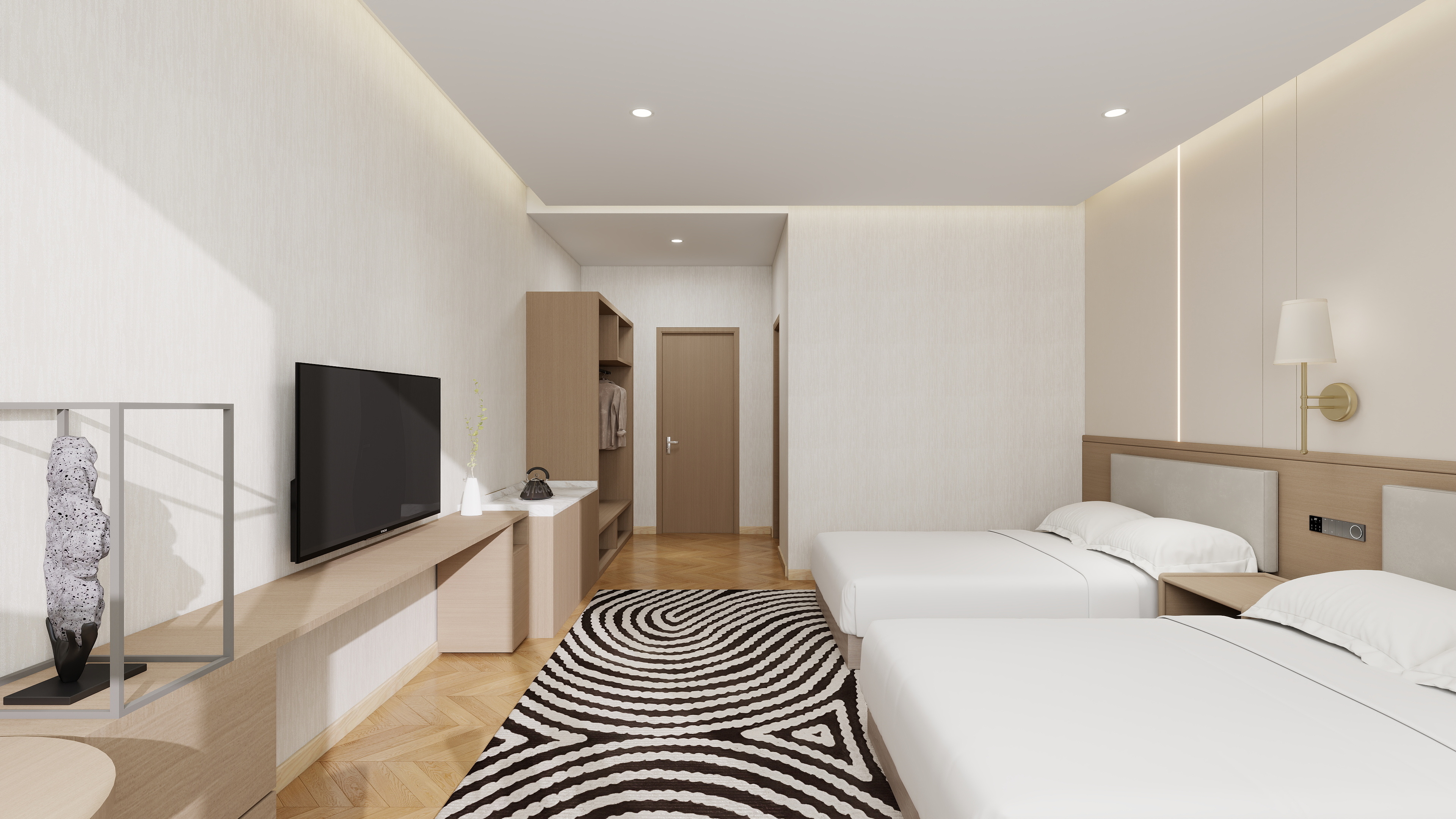 Customized hotel furniture for business twin bed rooms for DYBTR001