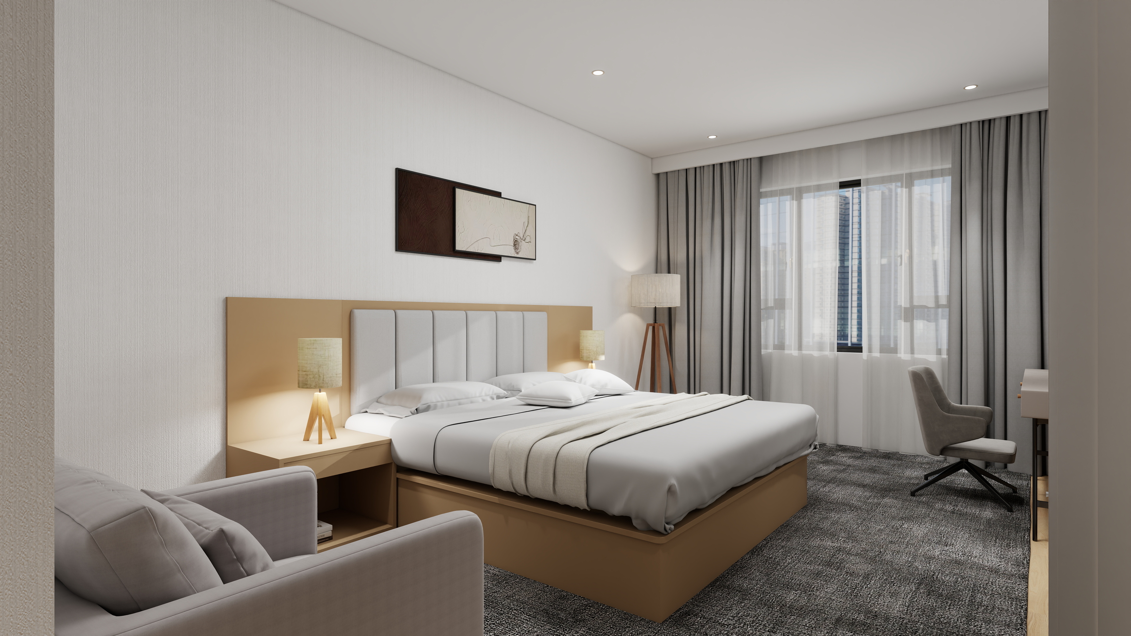 Customized hotel furniture for business king-size bed rooms for DYBDKR003