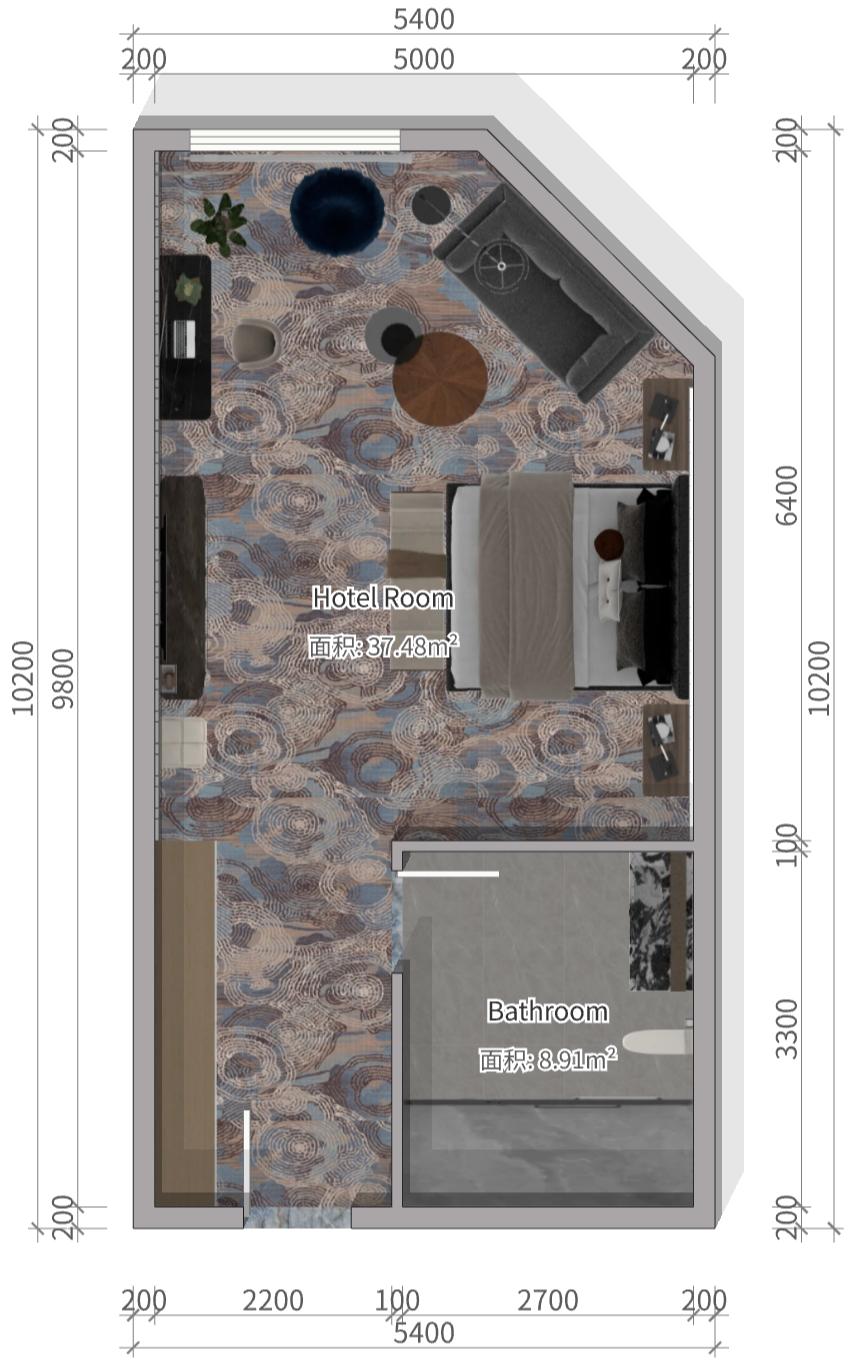 Hotel furniture customization for luxury king-size bed rooms for DYDKR003