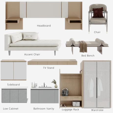 Hotel furniture customization for luxury king-size bed rooms for DYDKR002